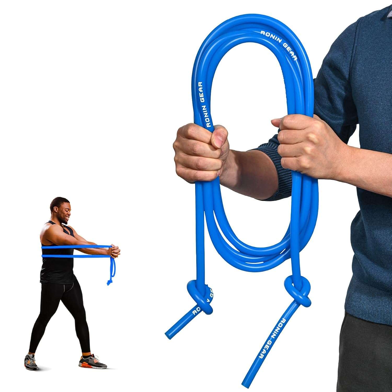 Resistance Bands - 16 Feet Long - 88 lbs Resistance - Blue - Strength Training Bands - Elastic Workout Bands - Wrestling Resistance Bands - Fitness & Home Workout Equipment -...