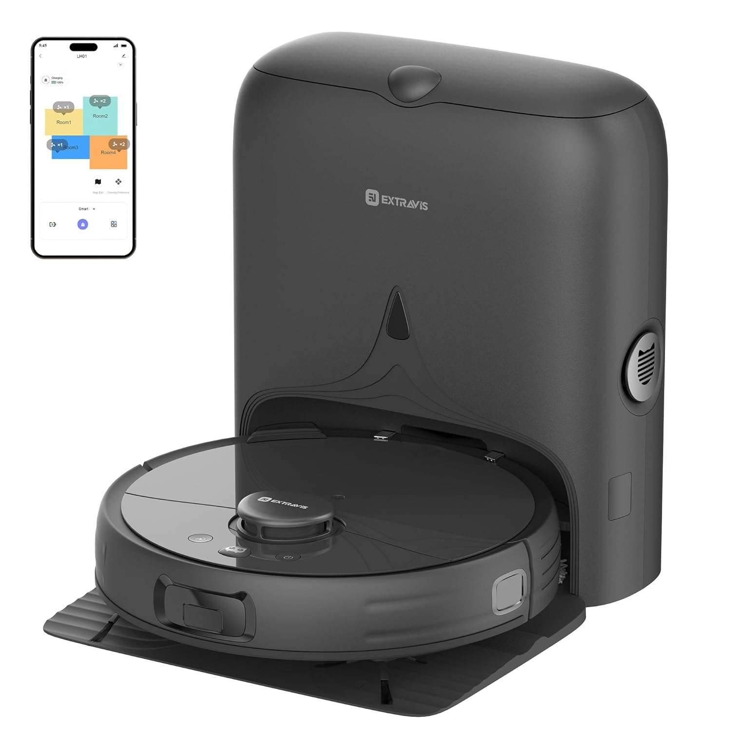 Robot Vacuum and Mop, V5 Pet Hair Tangle Cutter™, 8500Pa, 75-Day Capacity, Laser Navigation, Pet Laser, Ideal for Hair, Hard Floors, Tile, Carpet, Robotic Vacuums Cleaner for...