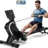 Rowing Machine, MOSUNY Magnetic Rowing Machines for Home 350 LB Weight Capacity, 16 Levels Resistance Row Machine with Dual Slide Rail, Bluetooth, App Compatible 2025
