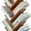 ruboka 9-Shelf Tree Bookshelf, 38.4-Inch Retro Floor Standing Bookcase Display for CDs/Magazine/Books, Small Bookshelf for Bedroom, Living Room, Office,Balcony, Brown Storage...