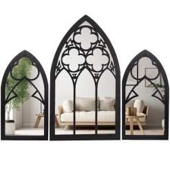Sepicello Large Gothic Mirrors Wall Decor - 3 Piece Set 15.8 Inch Furniture Cathedral Whimsy Goth Valentines Home for Dining Room, Living Room and Entryway Witchy Gifts Women