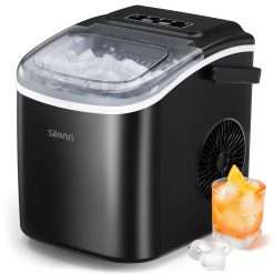 Silonn Countertop Ice Maker Machine, 9 Cubes Ready in 6 Mins, 12 KG in 24Hrs, Self-Cleaning Ice Machine with Ice Scoop and Basket, 2 Sizes of Bullet Ice for Home Kitchen Office...