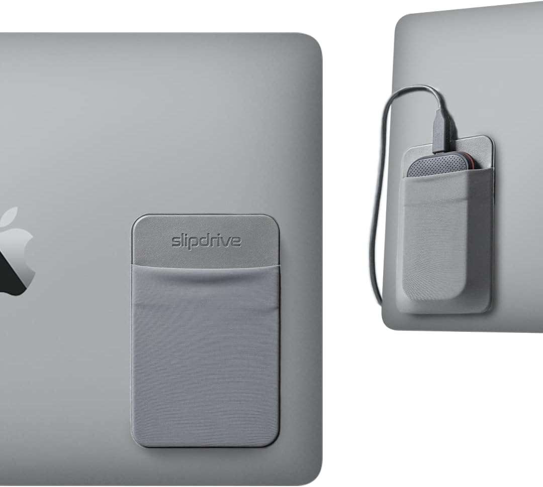 Slipdrive - Portable Hard Drive Sleeve for Laptop - SSD Solid State Drive - Reusable Adhesive - 5†x 3.2†Stick on External Hard Drive Carrying Case - Travel Pocket Pouch...