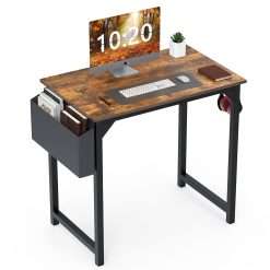 Small Computer Desk 31 Inch Small Office Desk Writing Desks Home Office Desks Small Space Desk Study Table Modern Simple Style Work Table with Storage Bag Headphone Hook Metal...