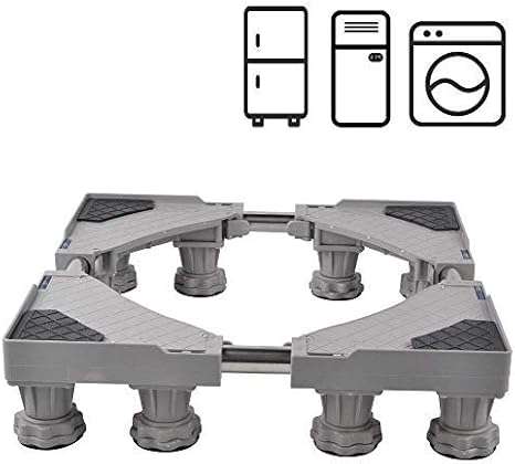 SMONTER Multi-functional Movable Adjustable Base with 12 Strong Feet Size Adjustable Universal Mobile Case Roller Dolly for Dryer, Washing Machine and Refrigerator,Grey …