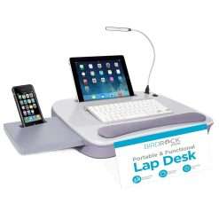 Sofia + Sam Multi Tasking Memory Foam Lap Desk with USB Light (Silver) | Supports Laptops Up to 15 Inches
