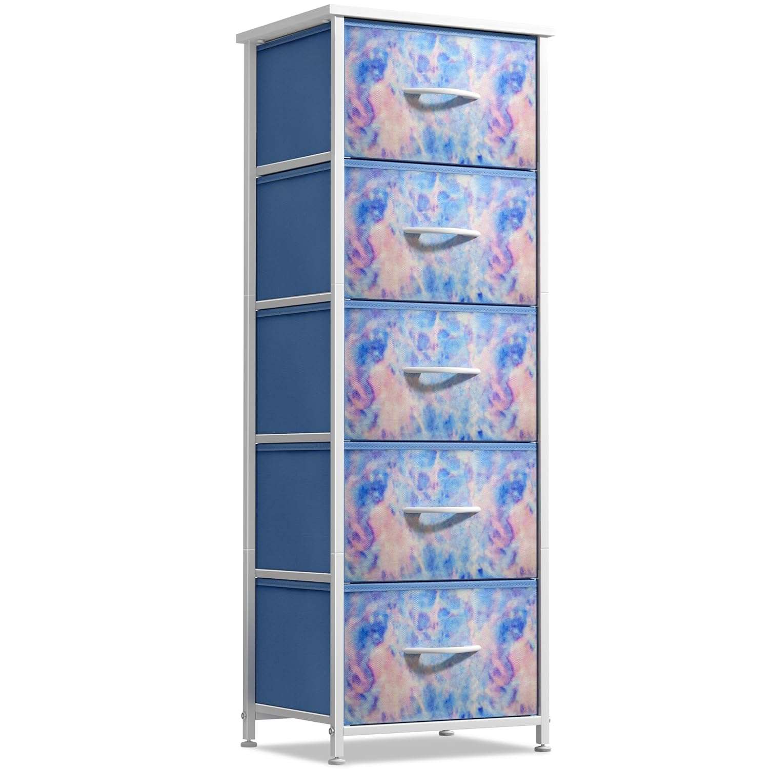 Sorbus Fabric Dresser for Kids Bedroom - Chest of 5 Drawers, Tall Storage Tower, Clothing Organizer, for Closet, for Playroom, for Nursery, Steel Frame, Fabric Bins - Wood...