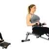 Sunny Health & Fitness SF-RW1205 Rowing Machine Rower w/Digital Monitor and Foldable Treadmill, Manual Compact Mini Treadmill SF-T1407M