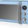 Swan Retro Digital Microwave Blue, 20 L, 800 W, 6 Power Levels Including Defrost Setting, SM22030BLN