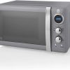 Swan Retro Digital Microwave Grey, 20 L, 800 W, 6 Power Levels Including Defrost Setting, SM22030GRN