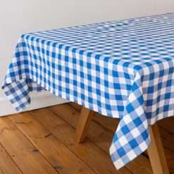 Talking Tables Fabric Large Blue Checkered Gingham Tablecloth Recycled Cotton Rectangle, Reusable and Washable Table Cover for Alfresco Dining, Buffets, Weddings & Parties and...
