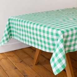Talking Tables Fabric Large Green Checkered Gingham Tablecloth Recycled Cotton Rectangle, Reusable and Washable Table Cover for Alfresco Dining, Buffets, Weddings & Parties and...