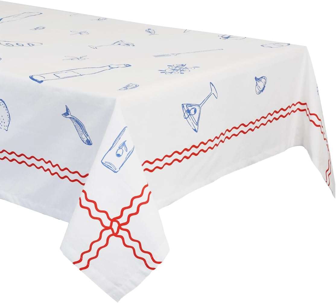 Talking Tables Fabric Large White Tablecloth Made from Recycled Cotton Rectangle, Reusable and Washable Table Cover for Alfresco Dining, Buffets, Weddings & Parties, Picnics...