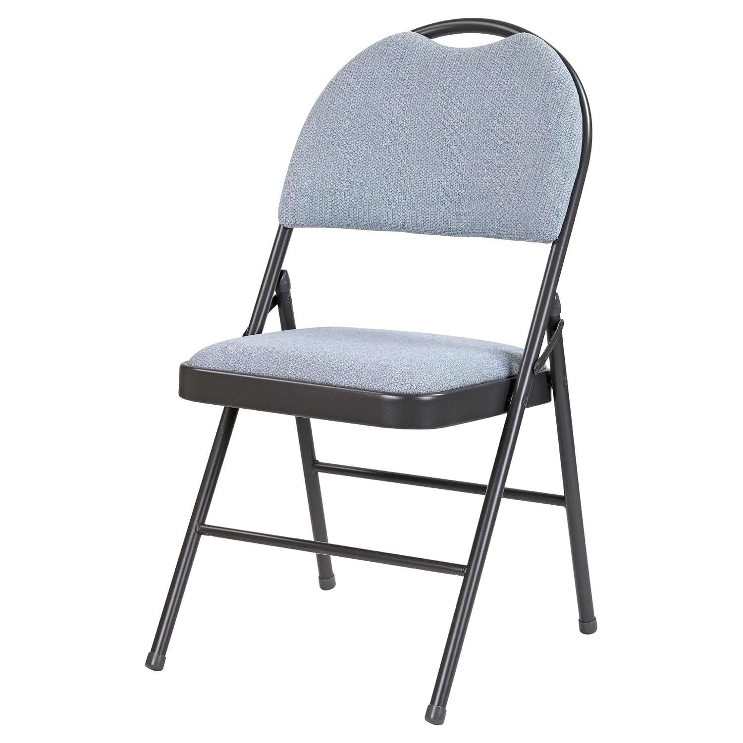 Taylor & Brown Padded Grey Fabric Folding Chair Seat High Back Rest for Home, Dining, Office, Computer Desk Chairs, Seating Events - Grey Metal Frame, 50 x 46 x 85cm