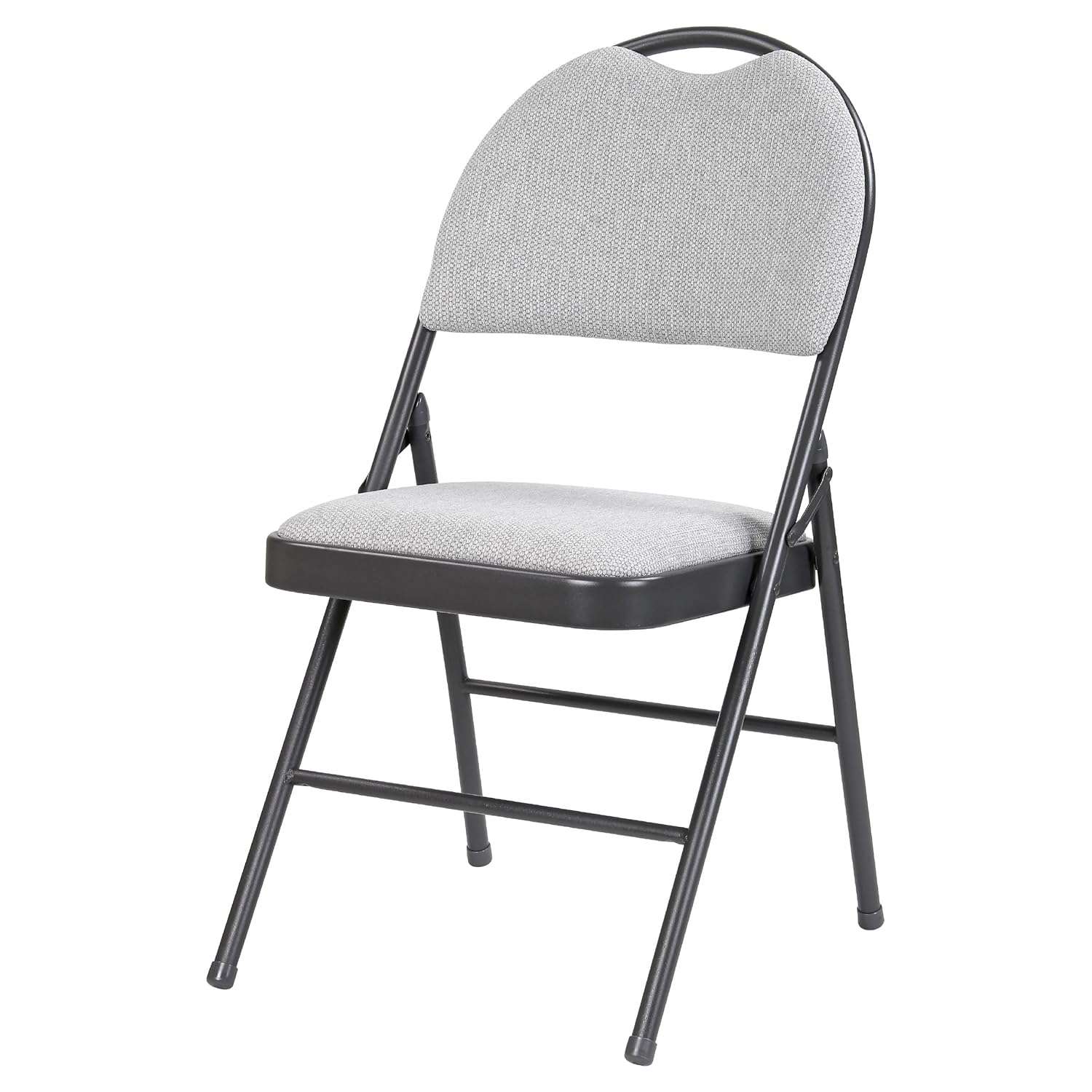 Taylor & Brown Padded Light Grey Fabric Folding Chair Seat High Back Rest for Home, Dining, Office, Computer Desk Chairs, Seating Events - Grey Metal Frame, 50 x 46 x 85cm