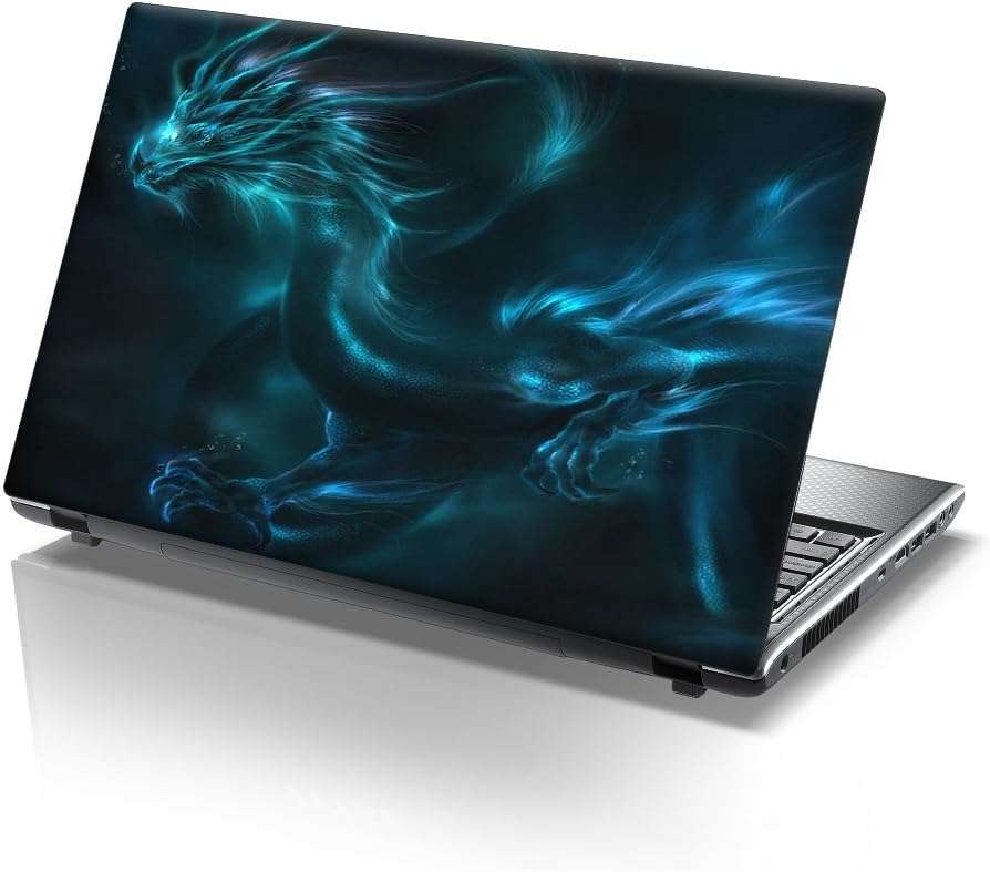 TaylorHe 15.6 inch 15 inch Laptop Skin Vinyl Decal with Colorful Patterns and Leather Effect Laminate MADE IN England Fantasy Dragon
