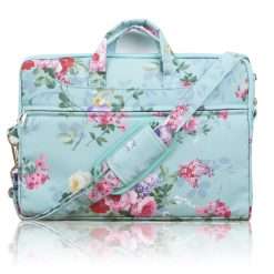 TaylorHe strapazierfähig Laptoptasche Notebooktasche aus Polycanvas, mit Seitentaschen und abnehmbarem Riemen, Rosen, Blumen, Rosa, Grün