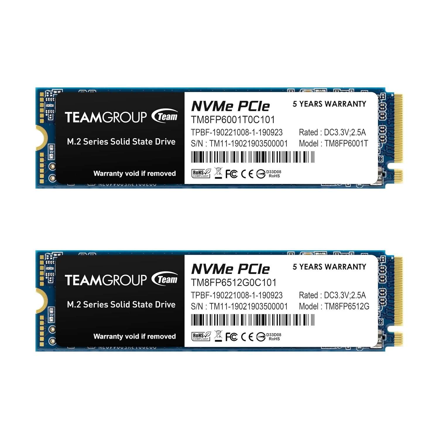 TEAMGROUP 2 x MP33 512GB 3D NAND TLC NVMe 1.3 PCIe Gen3x4 M.2 2280 Internal Solid State Drive (Read/Write 1700/1400MB/s) Compatible with TM8FP6512G0C1P1 Laptop and Desktop PC
