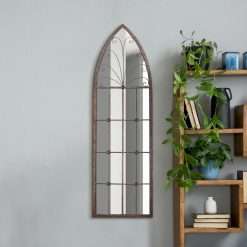 The Chelsea - Rustic Metal Arched Decorative Wall or Leaner Mirror 47" X 16" (120CM X 40CM)