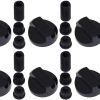 Ufixt 6 x Fits Candy, Cannon, Comet, Creda, Crosslee and Hoover Universal Cooker/Oven/Grill Control Knob And Adaptors Black