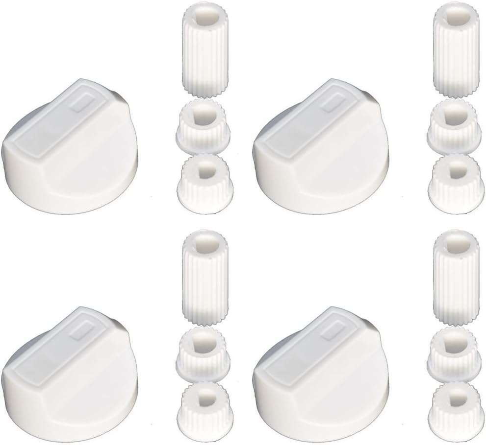 Ufixt For 4 X AEG, Ariston, Atag, Beko, Belling and Bosch Universal Cooker/Oven/Grill Control Knob And Adaptors White