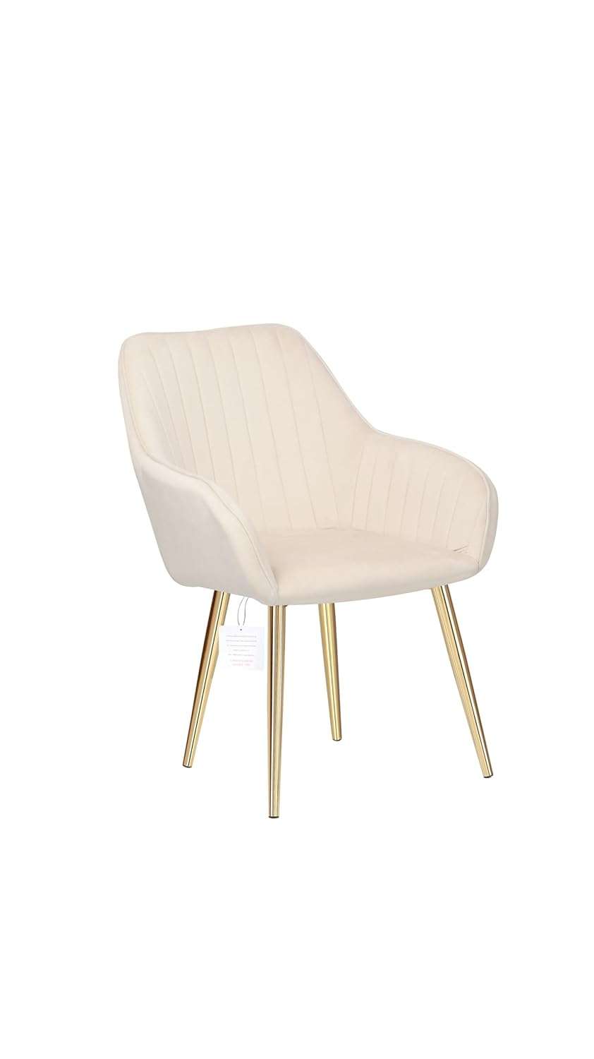 Upholstered Dining Chairs, 2 Piece Armchair Kitchen Chair Velvet Seat Gold Metal Legs Reception Chairs with Backrest Soft Cushion HYGRAD® (Cream)