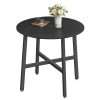 VASAGLE Dining Table, Round Kitchen Table, for Living Room, Office, 80 x 75 cm (Dia. x H), Industrial Style, Ebony Black and Ink Black KDT080B02
