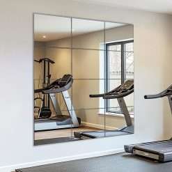 VASUHOME Home Gym Mirrors 12 Inch x 12PCS, HD Glass Wall Mounted Mirror Tiles for Home Gym, Bedroom, Living Room, Door, Closet