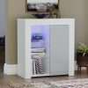 Vida Designs Azura 1 Door Modern LED Sideboard in White & Grey, RGB Lights (Fade/Strobe Options Included), High Gloss