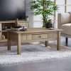 Vida Designs Panama 1 Drawer Coffee Table, Rustic Living Room Furniture, Natural Oak Wood, Wax Finish