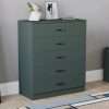 Vida Designs Riano 5 Drawer Chest of Drawer, Metal Handles & Runners, Anti-Bowing Drawer Support, Bedroom, Nursery Furniture, Jasper Green