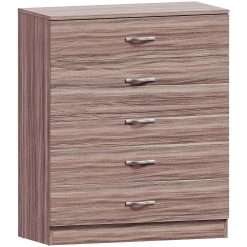 Vida Designs Walnut Chest of Drawers, 5 Drawer With Metal Handles and Runners, Unique Anti-Bowing Drawer Support, Riano Bedroom Furniture