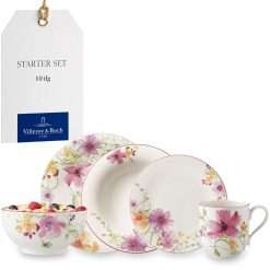 Villeroy & Boch – Mariefleur Starter Set 10-Piece Colored, Dishwasher Safe, Microwave Safe, Dinnerware Set, Crockery Dinner Set, Floral Plates Set Dining, Floral Dinner Service,...