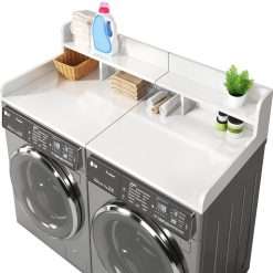 Washer Dryer Countertop, 2-Tier Laundry Countertop with Edge Rails, 54" Width * 27.5” Depth Washer and Dryer Covers for The Top for Laundry Room Organization, Large Space...