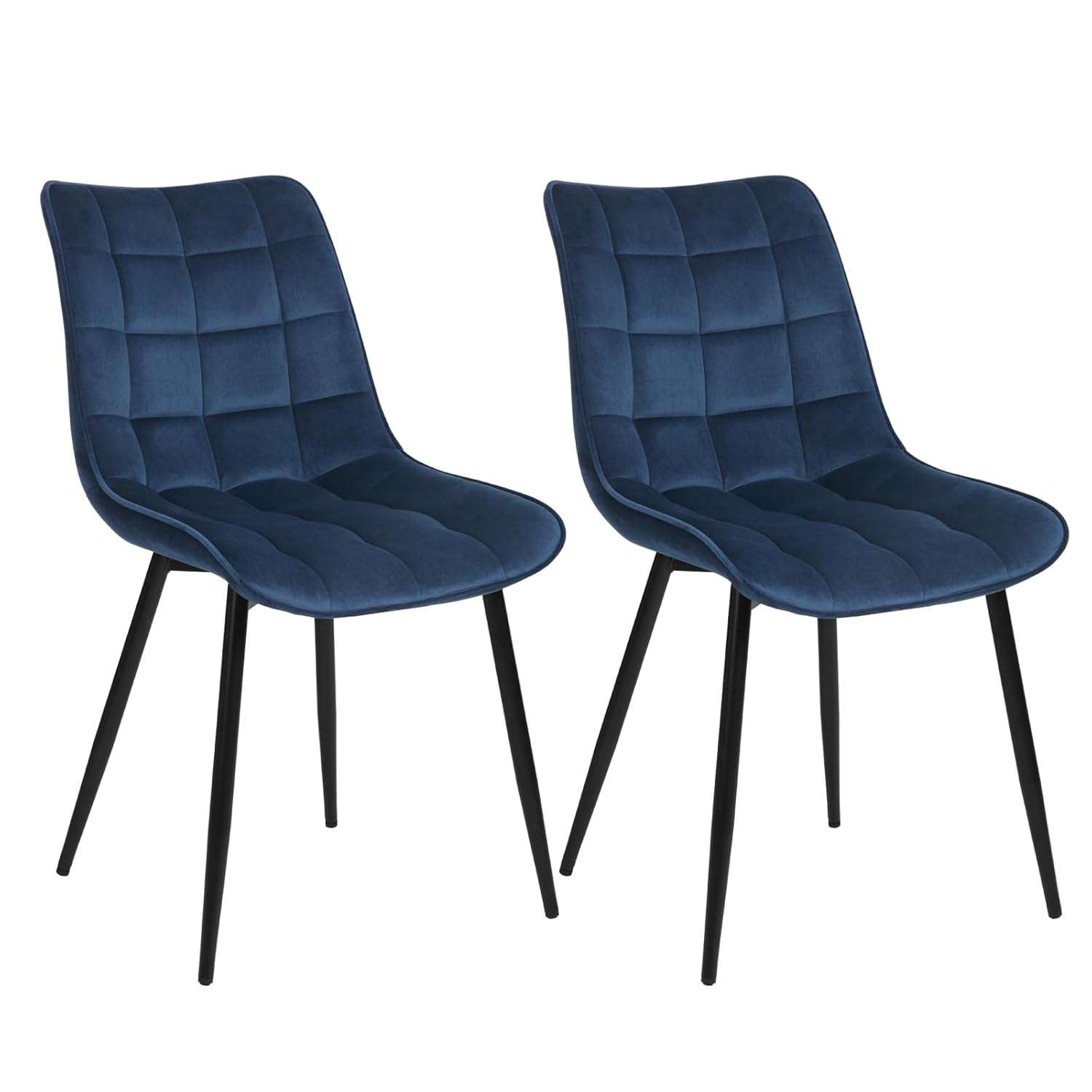 WOLTU Dining Chairs Set of 2, Accent Chairs for Kitchen/Dining Room/Bedroom/Reception Room with Backrest and Upholstered Seat, Velvet, Blue, BH142bl-2