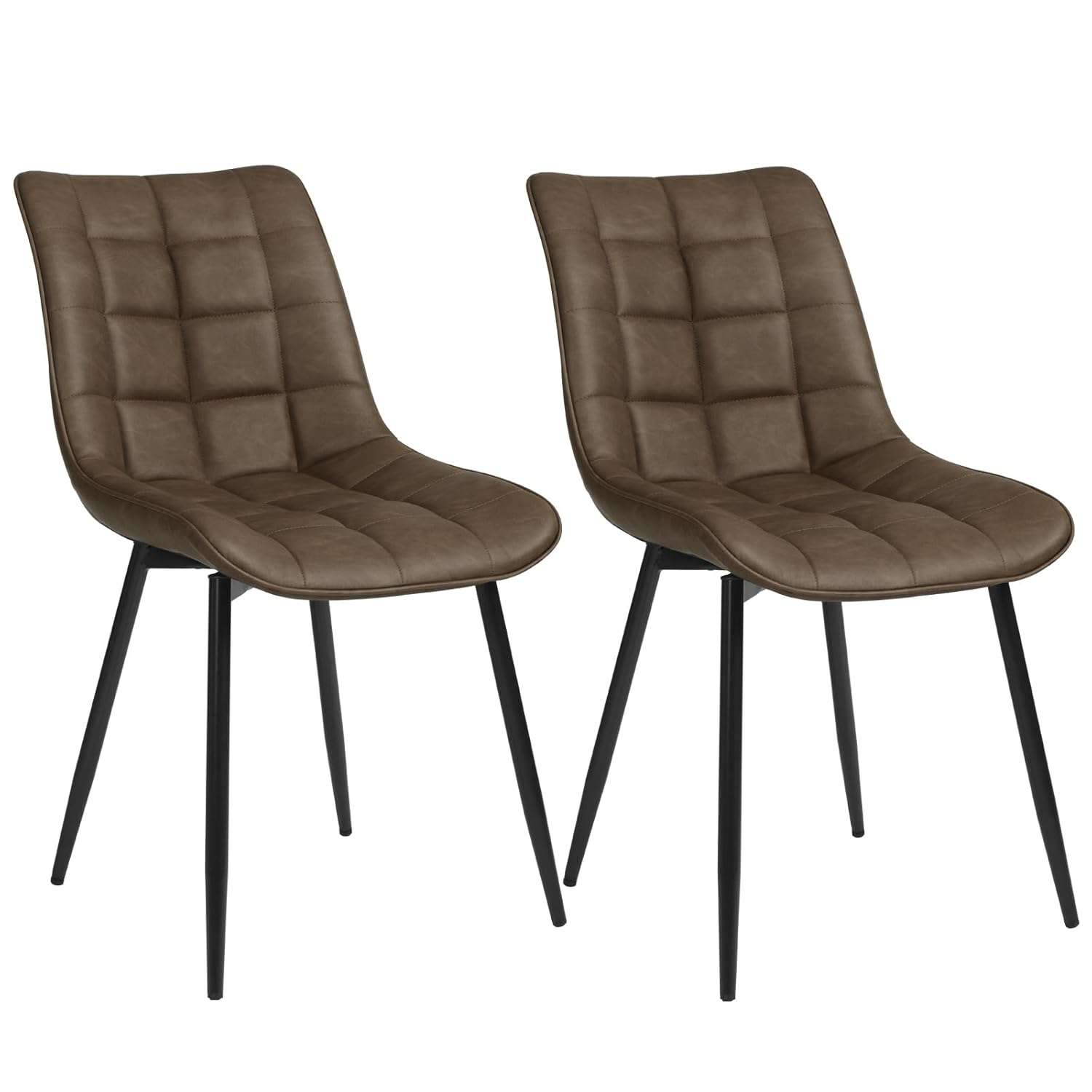 WOLTU Dining Chairs Set of 2 pcs Kitchen Counter Chairs Lounge Leisure Living Room Corner Chairs Brown Faux Leather Reception Chairs with Backrest and Padded Seat