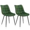 WOLTU Dining Chairs Set of 2 pcs Kitchen Counter Chairs Lounge Leisure Living Room Corner Chairs Dark Green Velvet Reception Chairs with Backrest and Padded Seat