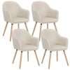 WOLTU Dining Chairs Set of 4, Bedroom Chairs, Upholstered, with Arms, Backrest, Solid Wood Legs, Tub Armchair, Cream