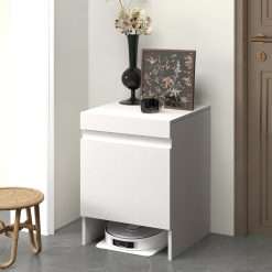 ZIGTUEI Robot Vacuum Storage Cabinet, Vacuum Hidden Cabinet for Sweeping Robots, Portable Robot Night Stand, Space Saving, Side Table for Living Room, Home...