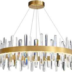 ZTKBH Round Crystal Chandelier, Luxury Golden Crystal LED Pendant Light Modern Ceiling Lighting Fixture for Dining Room Kitchen Island Bedroom Corridor(60cm)