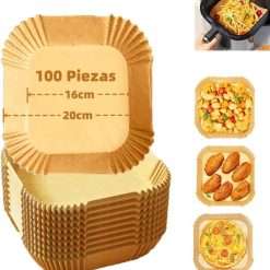 Air Fryer Liners, 100pcs 6.5 inches, Square Liners Disposable, Air Fryer Parchment Paper Liner, Compatible with COSORI, Ninja Speedi, Tefal Air Fryer,Tower