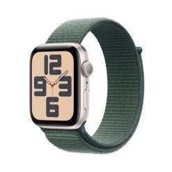 Apple Watch SE (2nd Gen) GPS 40mm Smartwatch with Starlight Aluminium Case with Lake Green Sport Loop - One Size. Fitness and Sleep Trackers, Crash Detection, Heart Rate...