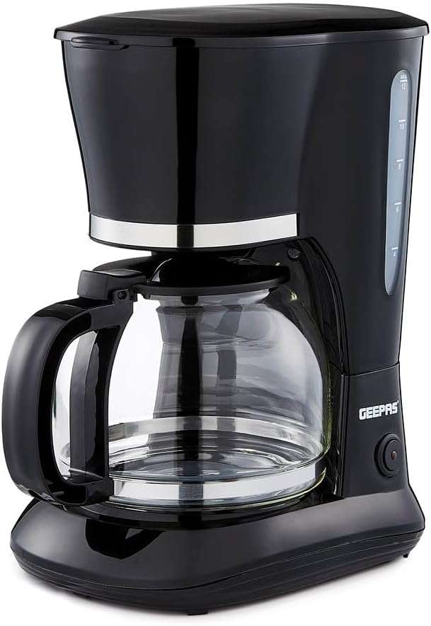 GEEPAS 1.5L Filter Coffee Machine | 800W Coffee Maker for Instant Coffee, Espresso, Macchiato & More | Boil-Dry Protection, Anti-Drip Function, Automatic Turn-Off Feature, Black