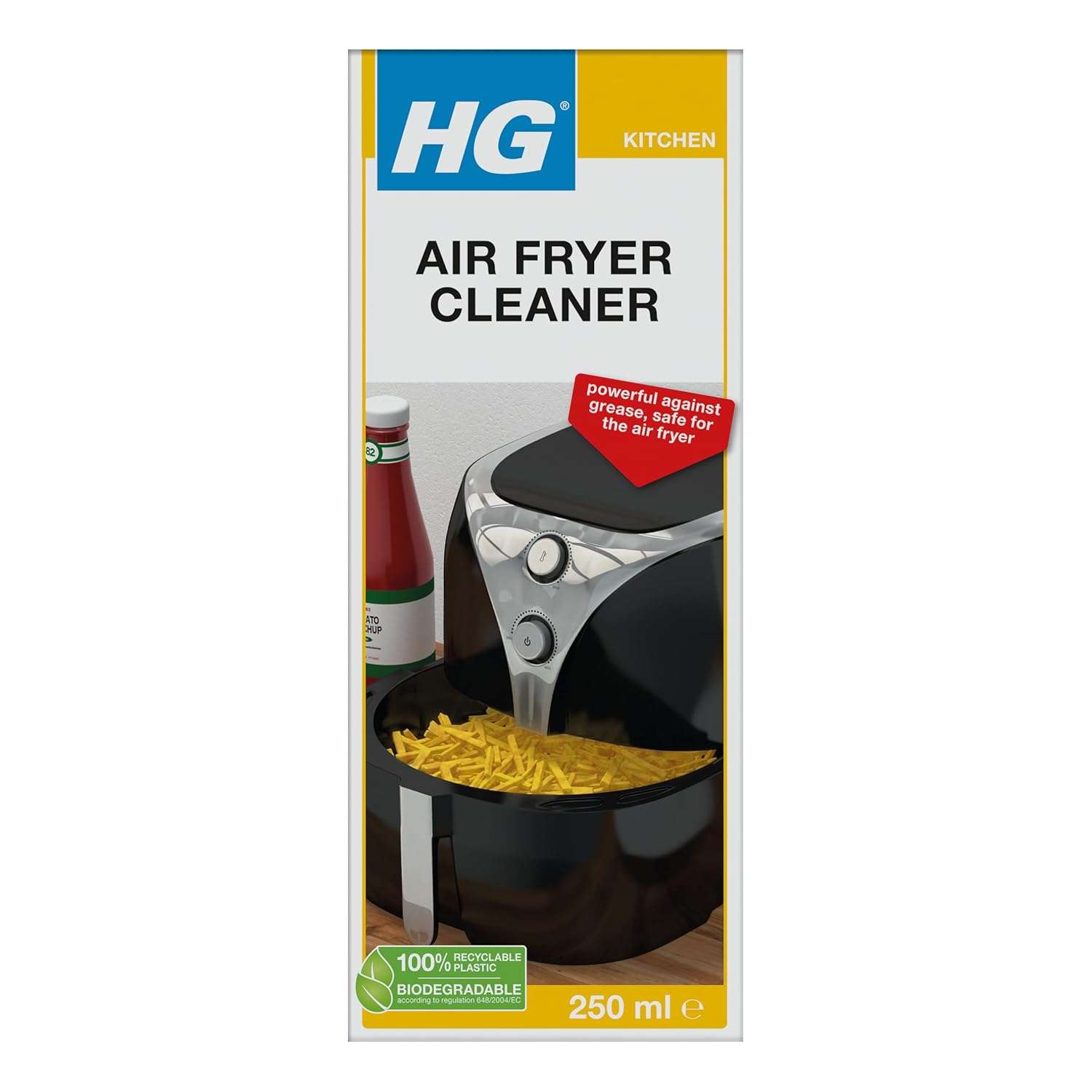 HG Air Fryer Cleaner - Air Fryer Oven Cleaner Solution for Removing Caked-On Grease and Food, De-Greases Air Fryers Without Damaging Fryer, Cleaning Brush Included - 250ml