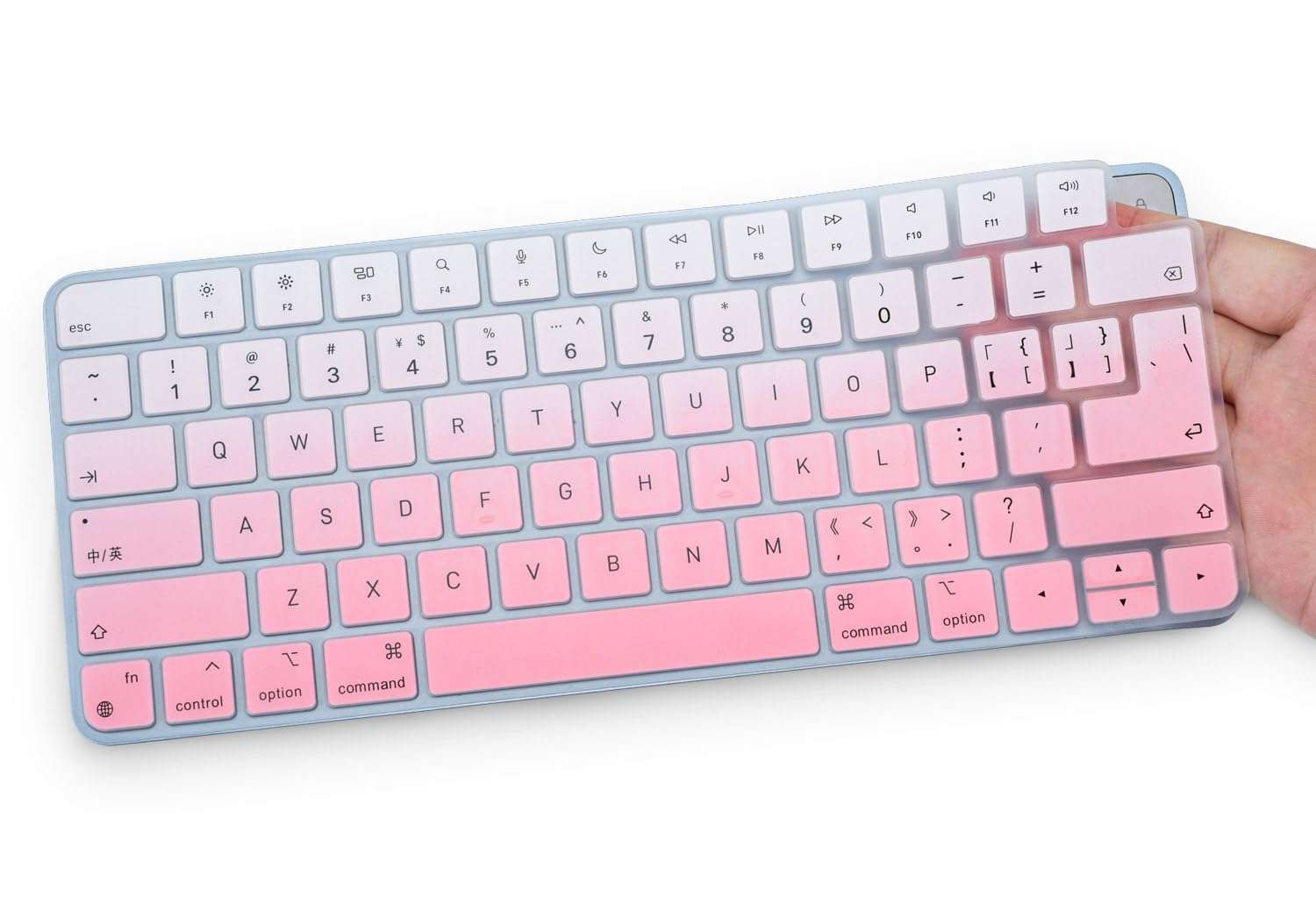 Keyboard Cover Skin for 2024-2021 Apple iMac 24 Inch Magic Keyboard A2450 / A2449 with Touch ID, iMac 24 Inch M4 M3 M1, Mac mini Accessories Skin, Gradual Pink