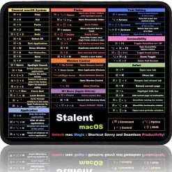 Mac Shortcut Cheat Sheet Mouse Pad (11.8"x9.8"x0.12") - macOS Keyboard Shortcuts Mat for MacBook Pro/Air, Non-Slip Office Desk Pad -Gift for Programmer & Designer, Employee...