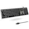 Macally Backlit Mac Keyboard - Quiet, Sleek, and Functional - 3 Brightness Levels, 107 Keys, 5ft USB Wired - Apple Keyboard - Backlit Wired for Mac, iMac, MacBook Pro/Air -...