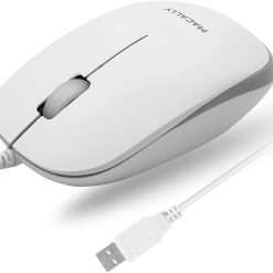 Macally USB Wired Mouse for Mac and Windows - Plug and Play 3 Button Corded Computer Mouse Wired for MacBook Pro/Air, Apple iMac, Laptop, PC Desktop, Notebook, Scroll Wheel...