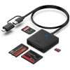 Memory Card Reader, BENFEI 4in1 USB 3.0 and USB-C to SD Micro SD MS CF Card Reader Adapter, 4 Cards Simultaneously Read and Write, Compatible with iPhone 15 series, MacBook...