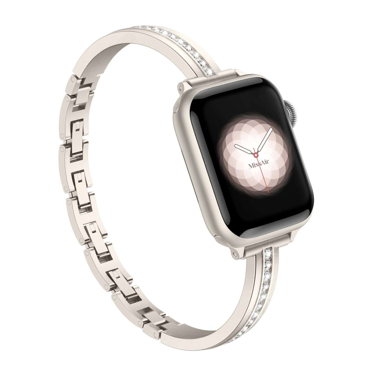 Missair Compatible with Apple Watch Straps 40mm 38mm 41mm 44mm 42mm 45mm 46mm 49mm for Women Girl, Slim Metal Jewelry Bracelet with Bling Diamond for iWatch SE Series 10 9 8 7 6...